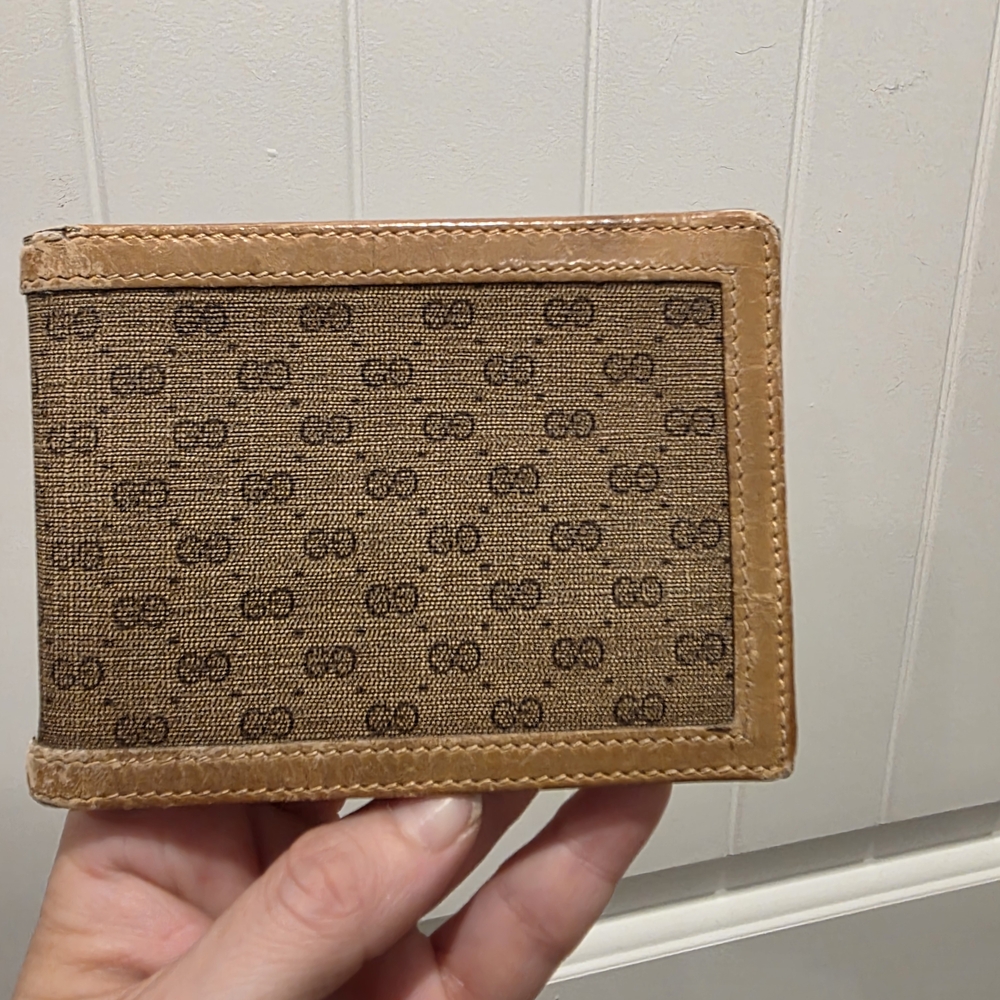 Gucci Tan and Brown Monogram Wallet